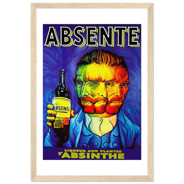 Absente Vintage Absinthe Liquor Advertisement with Van Gogh Poster - Matte / 12 x 18″ (30 x 45cm) / Wood - Poster