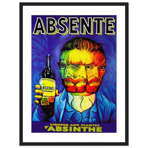 Absente Vintage Absinthe Liquor Advertisement with Van Gogh Poster - Matte / 18 x 24″ (45 x 60cm) / Black - Poster