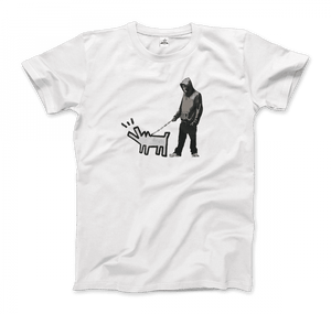 Banksy Dog Walker Artwork T-Shirt - Men / White / S - T-Shirt