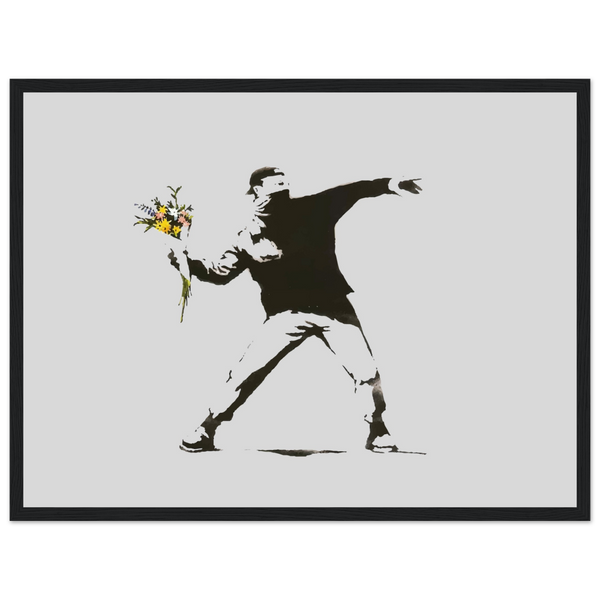Banksy Flower Thrower Artwork Poster - Matte / 18 x 24″ (45 60cm) Black