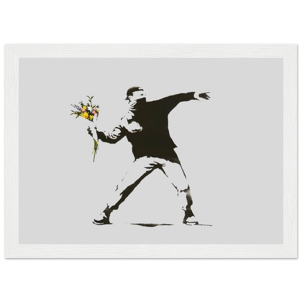 Banksy Flower Thrower Artwork Poster - Matte / 8 x 12″ (21 29.7cm) White