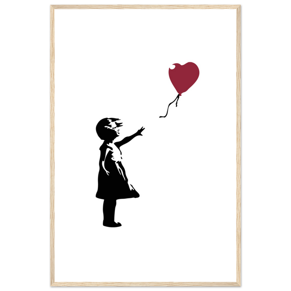 Banksy The Girl with a Red Balloon Artwork Poster - Matte / 24 x 36″ (60 x 90cm) / Wood - Poster