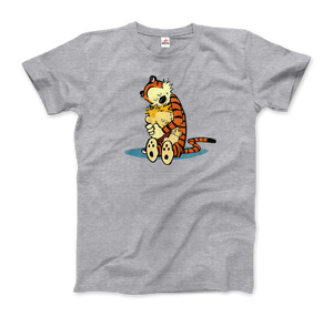Calvin and Hobbes Hugging T-Shirt - Men / Heather Grey / Small by Art-O-Rama
