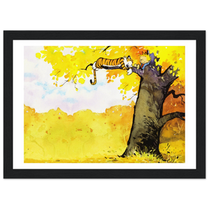 Calvin and Hobbes Resting on a Tree Poster - Matte / 8 x 12″ (21 29.7cm) Black