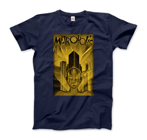 Metropolis - 1927 Movie Poster Reproduction in Oil Paint T-Shirt - Men / Navy / S - T-Shirt
