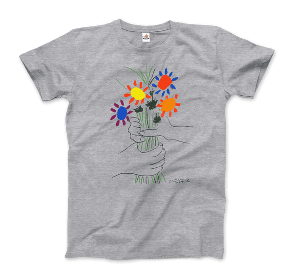 Pablo Picasso Bouquet of Peace 1958 Artwork T-Shirt - Men / Heather Grey / Small by Art-O-Rama