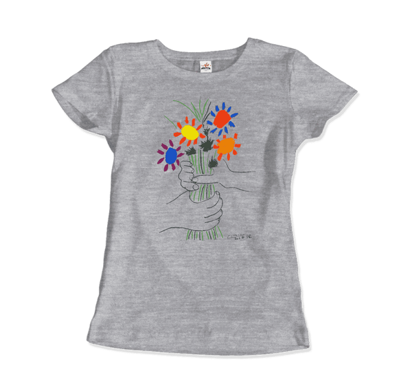 Pablo Picasso Bouquet of Peace 1958 Artwork T-Shirt - Women / Heather Grey / Small by Art-O-Rama