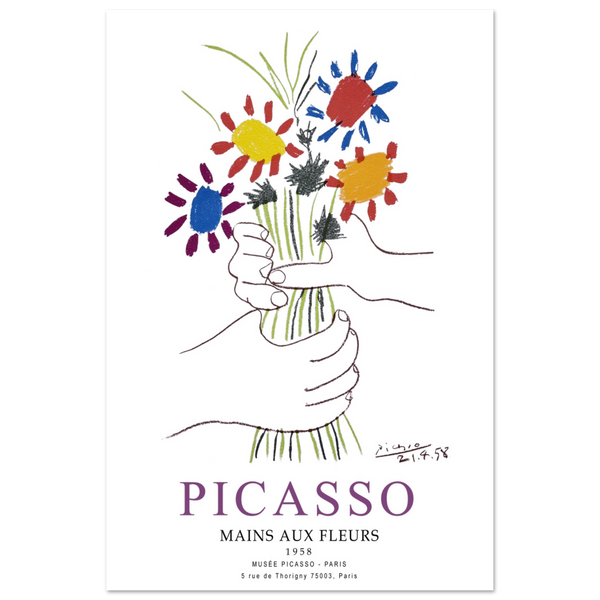 Pablo Picasso Hands with Flowers 1958 Artwork Poster - Matte / 18 x 24″ (45 x 60cm) / None - Poster