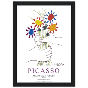 Pablo Picasso Hands with Flowers 1958 Artwork Poster - Matte / 8 x 12″ (21 x 29.7cm) / Black - Poster
