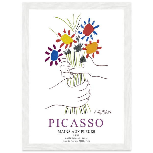 Pablo Picasso Hands with Flowers 1958 Artwork Poster - Matte / 8 x 12″ (21 x 29.7cm) / White - Poster