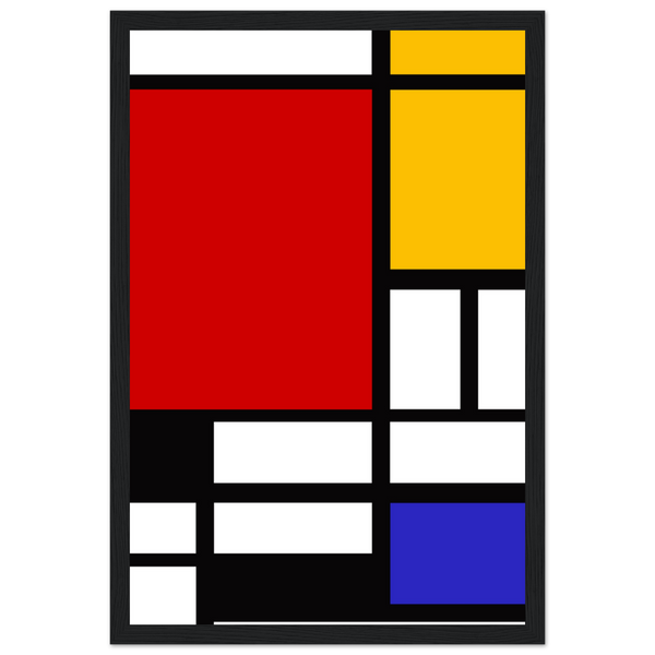 Piet Mondrian - Composition with Red Yellow and Blue 1942 Artwork Poster Matte / 12 x 18″ (30 45cm) Black