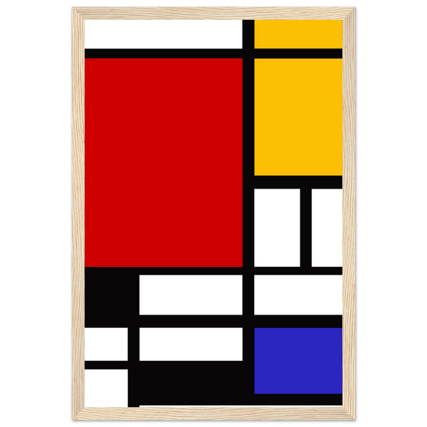 Piet Mondrian - Composition with Red Yellow and Blue 1942 Artwork Poster Matte / 12 x 18″ (30 45cm) Wood
