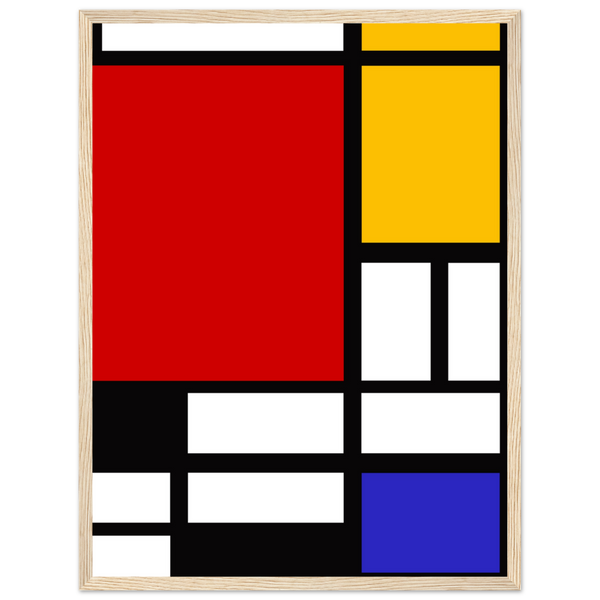Piet Mondrian - Composition with Red Yellow and Blue 1942 Artwork Poster Matte / 18 x 24″ (45 60cm) Wood