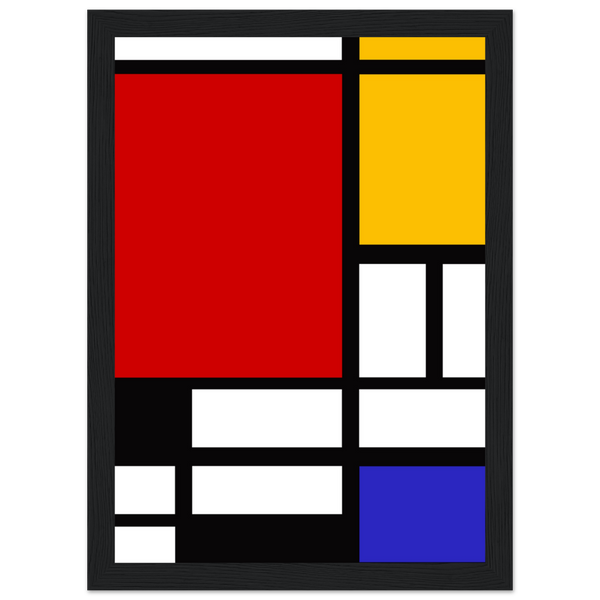 Piet Mondrian - Composition with Red Yellow and Blue 1942 Artwork Poster Matte / 8 x 12″ (21 29.7cm) Black