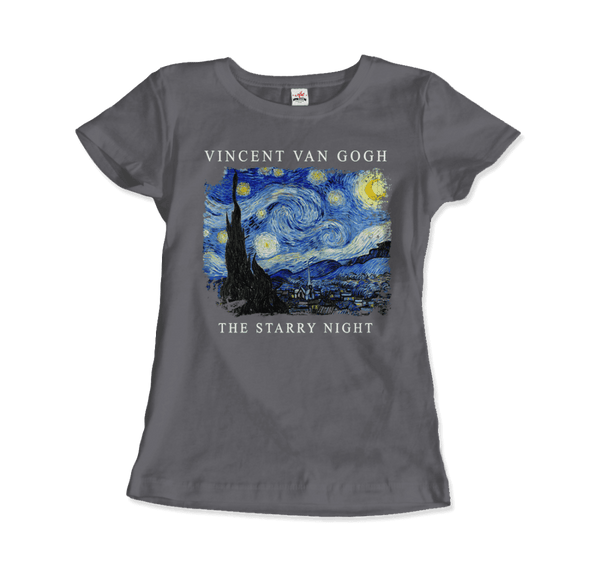 Van Gogh - The Starry Night 1889 Artwork T-Shirt - Women / Charcoal / S - T-Shirt