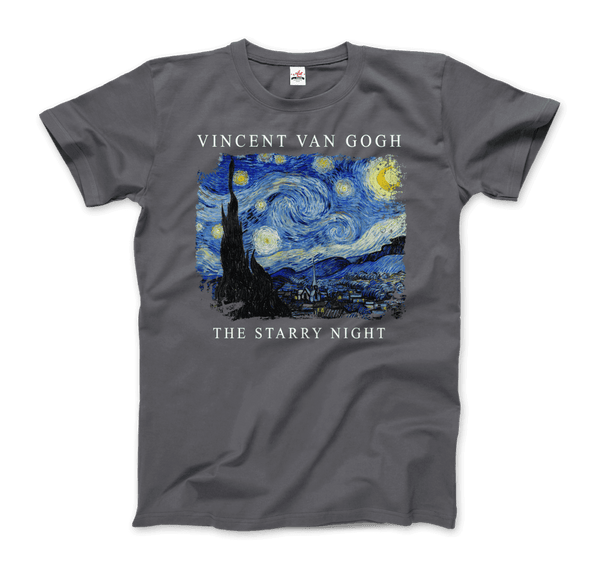 Van Gogh - The Starry Night 1889 Artwork T-Shirt - Men / Charcoal / S - T-Shirt