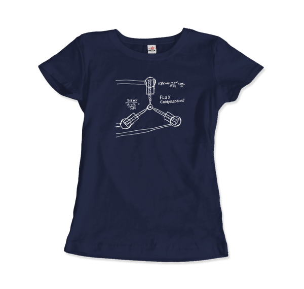 Flux Capacitor Sketch from Back to the Future T-Shirt - Women / Navy / Small by Art-O-Rama