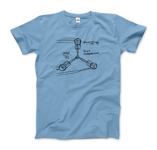 Flux Capacitor Sketch from Back to the Future T-Shirt - Men / Light Blue / Small by Art-O-Rama