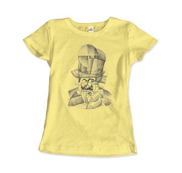 Juan Gris Man with Opera Hat 1912 Artwork T-Shirt - Women / Spring Yellow / Small by Art-O-Rama
