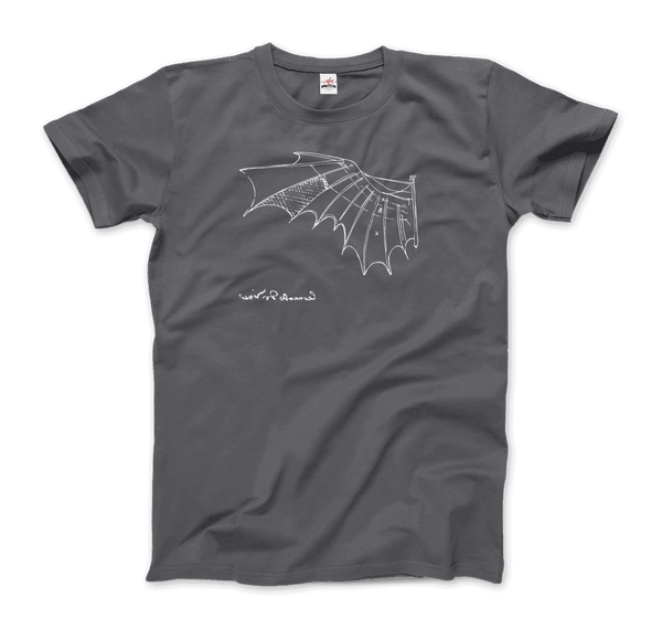Leonardo Da Vinci Glider Sketch Artwork T-Shirt - Men / Charcoal / Small - T-Shirt