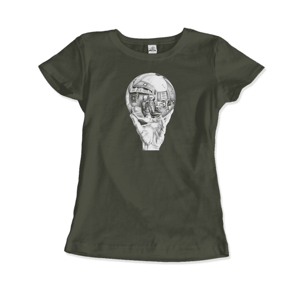M.C. Escher Hand with Reflective Globe T-Shirt - Women / City Green / Small - T-Shirt