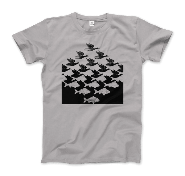 MC Escher Sky and Water I Art T-Shirt - Men / Silver / Small - T-Shirt