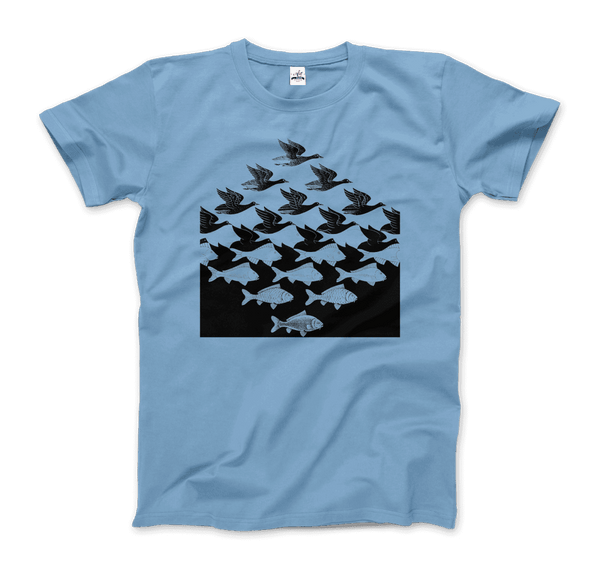MC Escher Sky and Water I Art T-Shirt - Men / Light Blue / Small - T-Shirt
