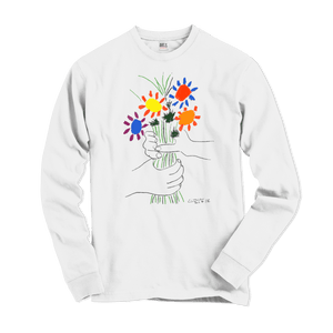 Pablo Picasso Bouquet of Peace 1958 Artwork Long Sleeve Shirt - White / Small - Long Sleeve Shirt