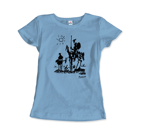 Pablo Picasso Don Quixote of La Mancha 1955 Artwork T - Shirt - Women (Fitted) / Light Blue / S - T - Shirt