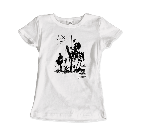 Pablo Picasso Don Quixote of La Mancha 1955 Artwork T - Shirt - Women (Fitted) / White / S - T - Shirt