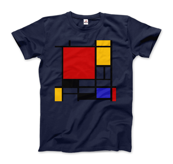 Piet Mondrian - Composition with Red Yellow and Blue - 1942 Artwork T-Shirt - Men / Navy / Small - T-Shirt