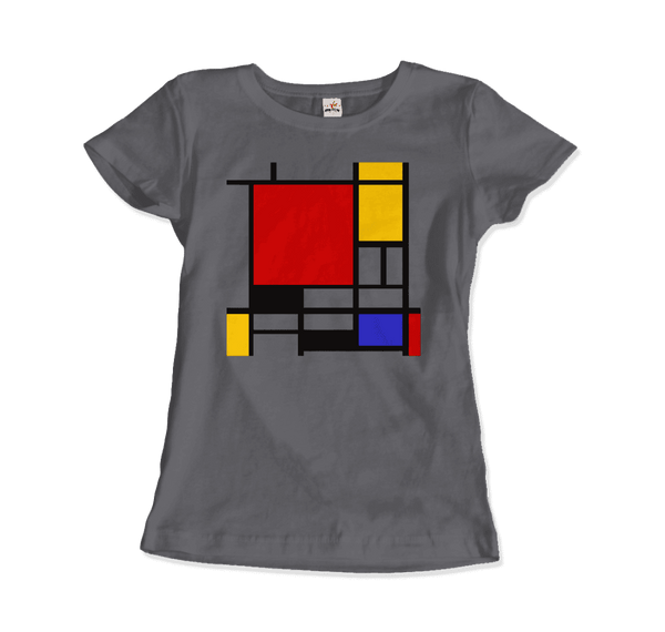 Piet Mondrian - Composition with Red Yellow and Blue - 1942 Artwork T-Shirt - Women / Charcoal / Small - T-Shirt