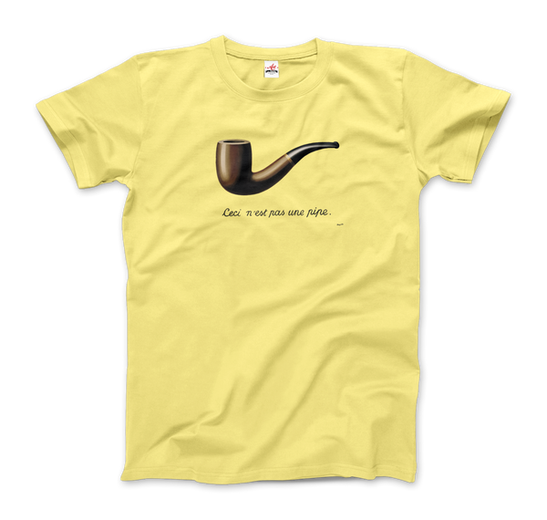 Rene Magritte This Is Not A Pipe, 1929 Artwork T-Shirt - Men / Spring Yellow / Small by Art-O-Rama