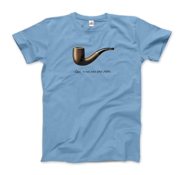 Rene Magritte This Is Not A Pipe, 1929 Artwork T-Shirt - Men / Light Blue / Small by Art-O-Rama