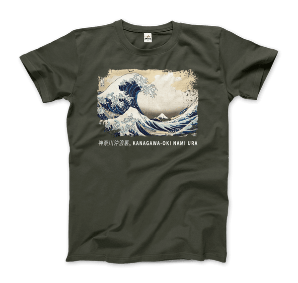 The Great Wave off Kanagawa Artwork T-Shirt - Men / Military Green / Small - T-Shirt