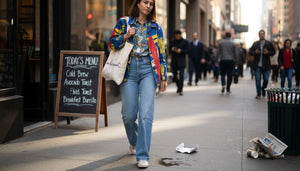 Young woman in art-inspired street fashion