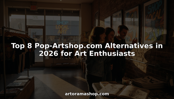 Art enthusiasts shopping for pop art prints and shirts