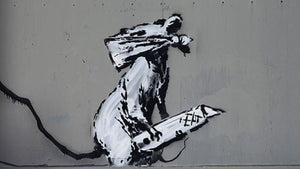 Banksy artwork of rat with a knife stolen in Paris by Art-O-Rama