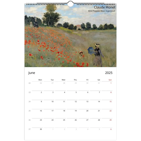 2025 Art Calendar - A Journey Through Masterpieces - Calendar