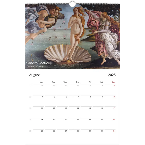 2025 Art Calendar - A Journey Through Masterpieces - Calendar