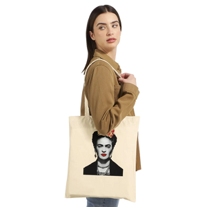 Frida Kahlo with Flowers Portrait artwork tote bag 2