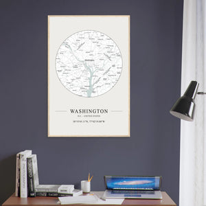 Washington, DC, États-Unis - Affiche de carte minimaliste