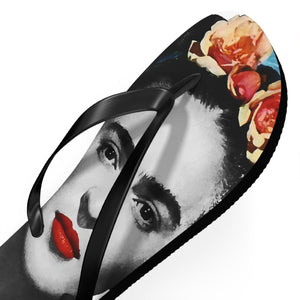 Frida Kahlo With Flowers Poster Artwork Flip-Flops