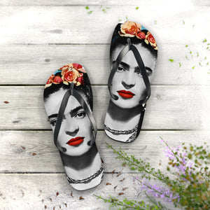 Frida Kahlo With Flowers Poster Artwork Flip-Flops - Art-O-Rama Shop