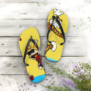 Calvin and Hobbes Dancing with Record Player Flip-Flops - Art-O-Rama Shop