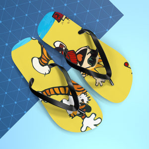 Calvin and Hobbes Dancing with Record Player Flip-Flops - Art-O-Rama Shop