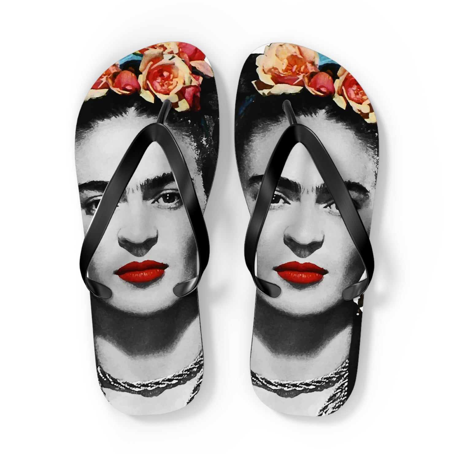 Frida Kahlo With Flowers Poster Artwork Flip-Flops - Art-O-Rama Shop