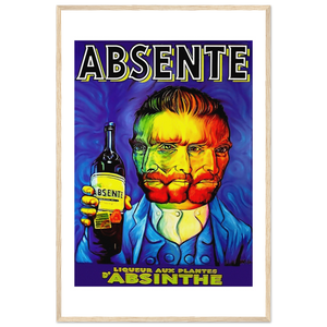 Absente Vintage Absinthe Liquor Advertisement with Van Gogh Poster - Matte / 24 x 36″ (60 x 90cm) / Wood - Poster