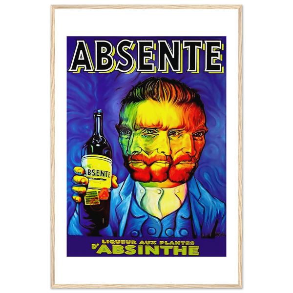 Absente Vintage Absinthe Liquor Advertisement with Van Gogh Poster - Matte / 24 x 36″ (60 x 90cm) / Wood - Poster
