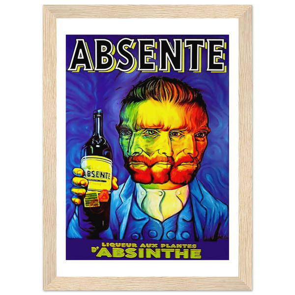 Absente Vintage Absinthe Liquor Advertisement with Van Gogh Poster - Matte / 8 x 12″ (21 x 29.7cm) / Wood - Poster